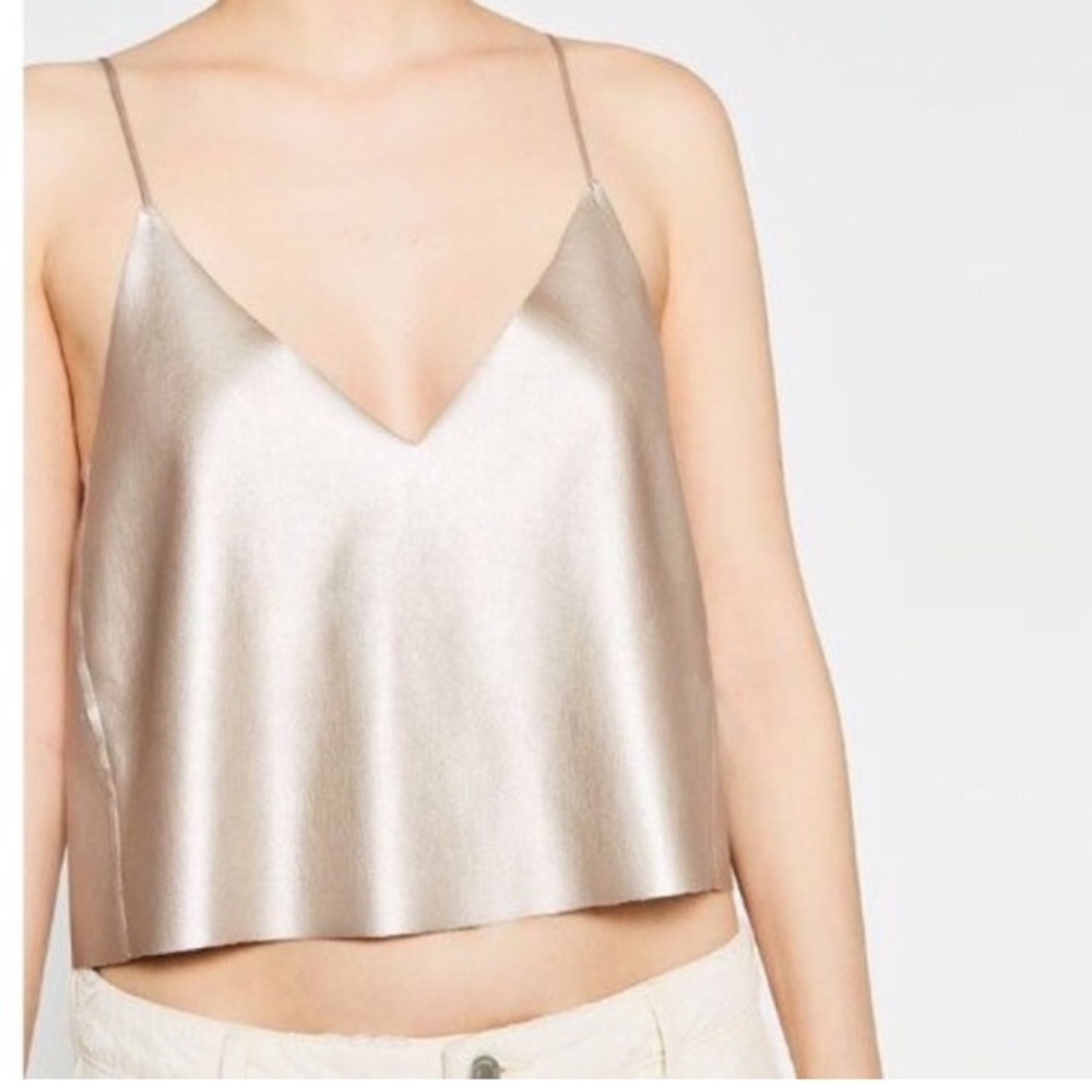 Gold Faux Leather Crop